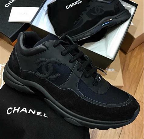 mens chanel trainers black